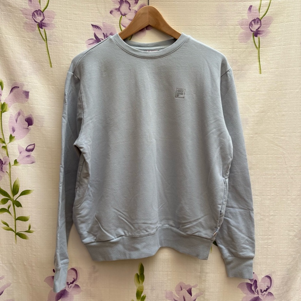 Fila Light Blue Logo Long Sleeve Crew Neck Sweatshirt
